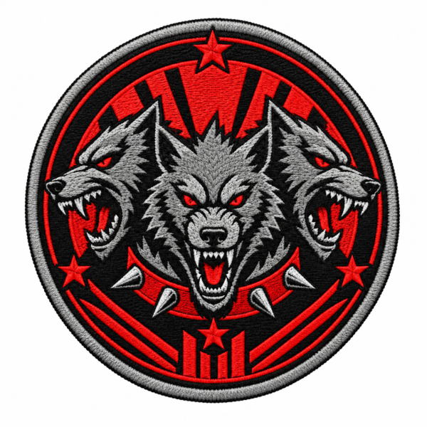 Three Headed Wolf Embroidered Patch