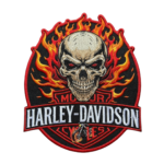 Harley Davidson Flaming Skull Embroidered Patch
