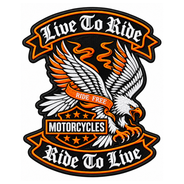 Live To Ride Eagle Embroidered Patch