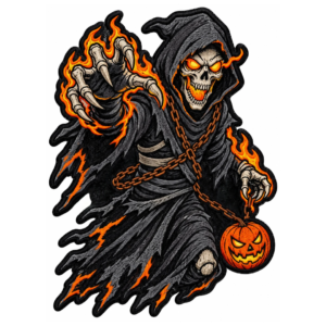 Flaming Grim Reaper Embroidered Patch