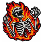 Flaming Skeleton Embroidered Patch