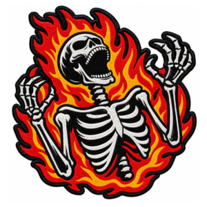 Flaming Skeleton Embroidered Patch