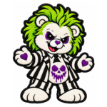 Green Hair Gothic Teddy Bear Embroidered Patch