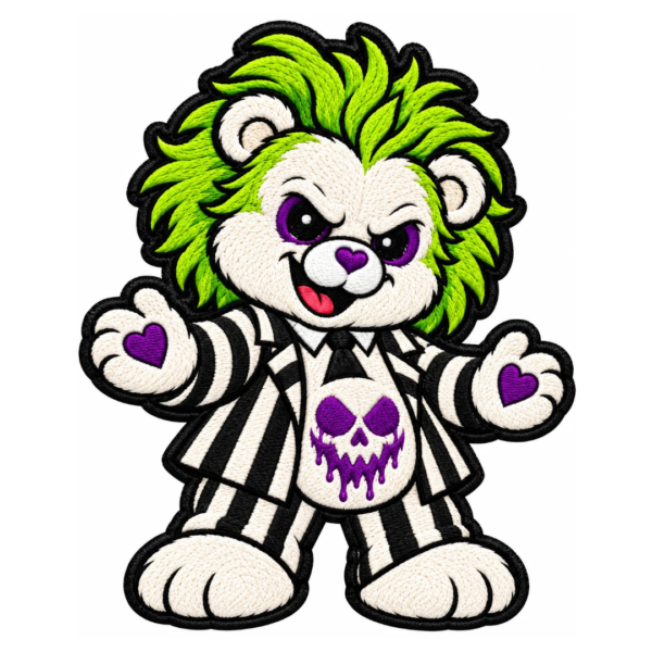 Green Hair Gothic Teddy Bear Embroidered Patch