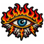 Flaming Evil Eye Embroidered Patch