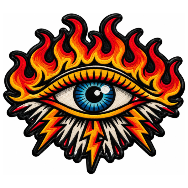 Flaming Evil Eye Embroidered Patch