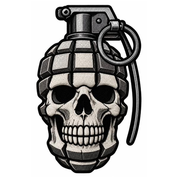 Grenade Skull Embroidered Patch