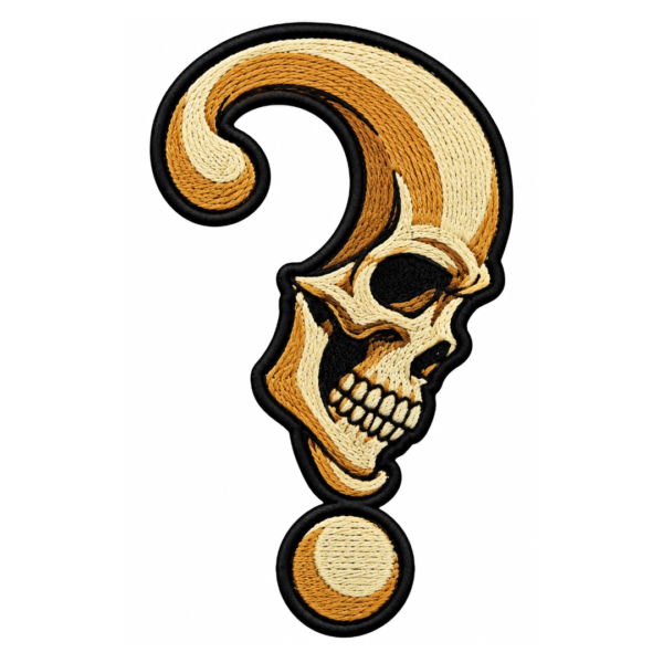 Skull Question Mark Embroidered Patch